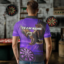 Load image into Gallery viewer, Personalized Purple Dartboard Eagle Darts Shirts For Men Custom Team Darts Jersey Polo &amp; 1/4 Zip TDM3809