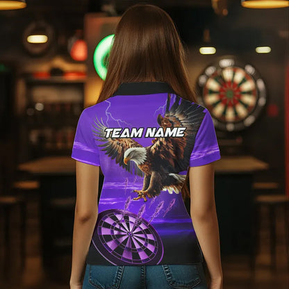 Personalized Purple Dartboard Eagle Darts Shirts For Women Custom Team Darts Jersey Polo & 1/4 Zip TDM3809