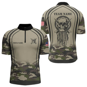 Vintage Camo Darts Polo & Quarter Zip Custom Dart Shirts For Men, Camouflage Dart Jerseys TDM3813