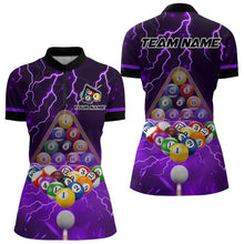 Load image into Gallery viewer, Thunder Lightning Storm Custom 3D Billiard Shirts For Women, Billiard Balls Team Jerseys |Purple TDM3817