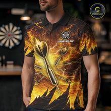Load image into Gallery viewer, Personalized Yellow Darts Polo &amp; 1/4 Zip For Men Custom Thunder Lightning Darts Team Jersey TDM6216