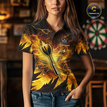Load image into Gallery viewer, Personalized Yellow Darts Polo &amp; 1/4 Zip For Women Custom Thunder Lightning Darts Team Jersey TDM6216