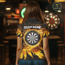 Load image into Gallery viewer, Personalized Yellow Darts Polo &amp; 1/4 Zip For Women Custom Thunder Lightning Darts Team Jersey TDM6216