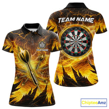 Load image into Gallery viewer, Personalized Yellow Darts Polo &amp; 1/4 Zip For Women Custom Thunder Lightning Darts Team Jersey TDM6216