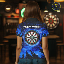 Load image into Gallery viewer, Personalized Blue Darts Polo &amp; 1/4 Zip For Women Custom Thunder Lightning Darts Team Jersey TDM6217
