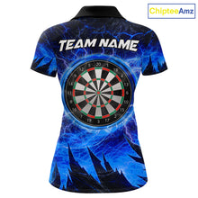 Load image into Gallery viewer, Personalized Blue Darts Polo &amp; 1/4 Zip For Women Custom Thunder Lightning Darts Team Jersey TDM6217