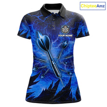 Load image into Gallery viewer, Personalized Blue Darts Polo &amp; 1/4 Zip For Women Custom Thunder Lightning Darts Team Jersey TDM6217