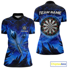 Load image into Gallery viewer, Personalized Blue Darts Polo &amp; 1/4 Zip For Women Custom Thunder Lightning Darts Team Jersey TDM6217