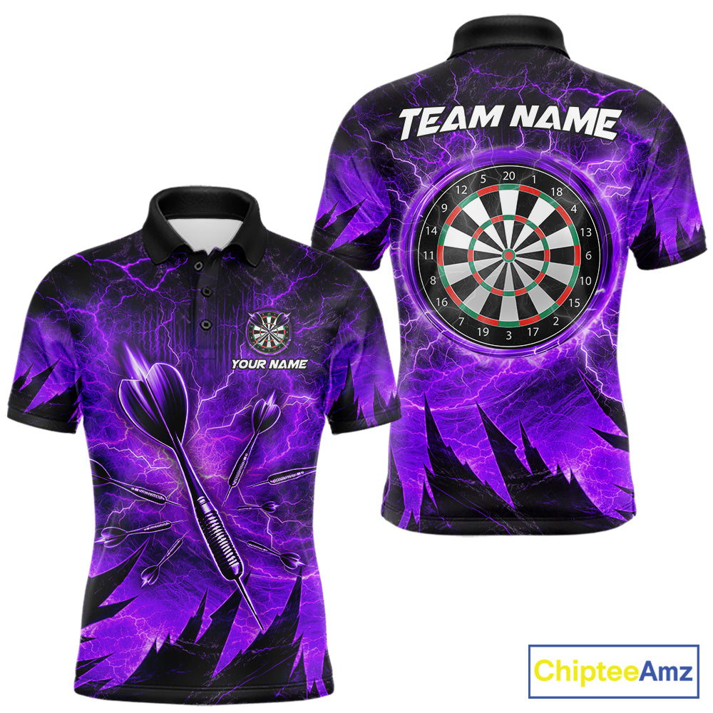 Personalized Purple Darts Polo & 1/4 Zip For Men Custom Thunder Lightning Darts Team Jersey TDM6218
