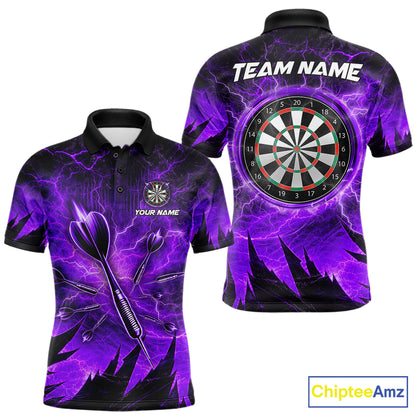 Personalized Purple Darts Polo & 1/4 Zip For Men Custom Thunder Lightning Darts Team Jersey TDM6218