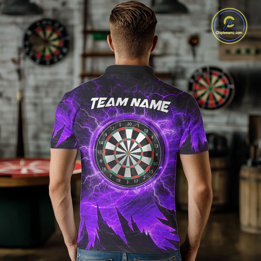 Personalized Purple Darts Polo & 1/4 Zip For Men Custom Thunder Lightning Darts Team Jersey TDM6218