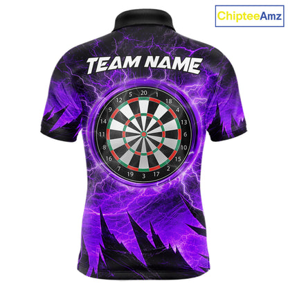 Personalized Purple Darts Polo & 1/4 Zip For Men Custom Thunder Lightning Darts Team Jersey TDM6218