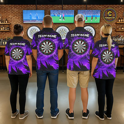 Personalized Purple Darts Polo & 1/4 Zip For Women Custom Thunder Lightning Darts Team Jersey TDM6218