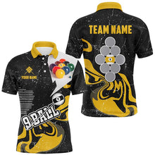 Load image into Gallery viewer, Personalized Yellow Black 9 Ball Pool Men Billiard Shirts Custom Grunge 9 Ball Billiard Team Shirts TDM1936