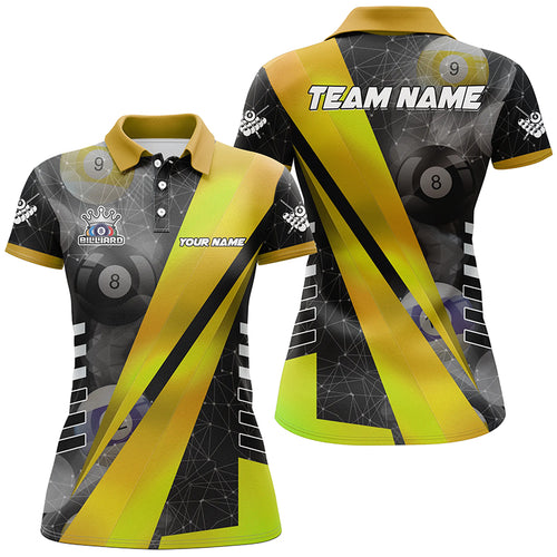 Best Custom Billiard Jerseys Uniform For Women, Personalized Tournament Billiard Shirts |Yellow TDM2144