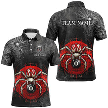 Load image into Gallery viewer, Personalized Grunge Spider Web 8 Ball Pool Men Billiard Shirts, Scary Billiard Jerseys |Red TDM2643