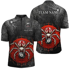 Load image into Gallery viewer, Personalized Grunge Spider Web 8 Ball Pool Men Billiard Shirts, Scary Billiard Jerseys |Red TDM2643