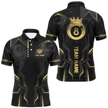 Load image into Gallery viewer, Customized 8 Ball Pool Crown Men Billiard Shirts, Gold And Black Billiard Team Shirts, Pool Jerseys TDM2645