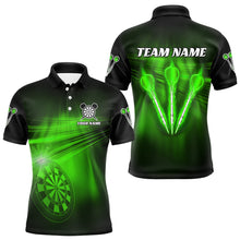 Load image into Gallery viewer, Personalized Green Darts Flash Light Men Dart Polo &amp; Quarter Zip Shirt, Dart Team Shirt Dart Jersey TDM3112