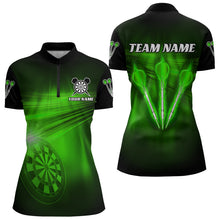 Load image into Gallery viewer, Personalized Green Darts Flash Light Women Dart Polo &amp; Quarter Zip Shirt, Dart Team Shirt Dart Jersey TDM3112