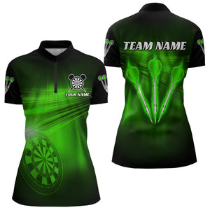 Personalized Green Darts Flash Light Women Dart Polo & Quarter Zip Shirt, Dart Team Shirt Dart Jersey TDM3112