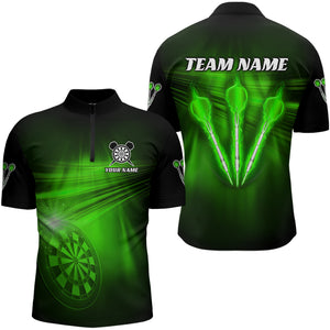 Personalized Green Darts Flash Light Men Dart Polo & Quarter Zip Shirt, Dart Team Shirt Dart Jersey TDM3112