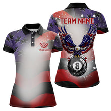 Load image into Gallery viewer, Glowing American Flag Eagle 8 Ball Pool Billiard Shirts For Women Custom Patriotic Billiard Jerseys TDM3360