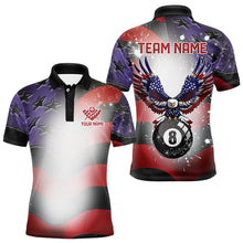 Load image into Gallery viewer, Glowing American Flag Eagle 8 Ball Pool Billiard Shirts For Men Custom Patriotic Billiard Jerseys TDM3360