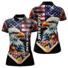 Load image into Gallery viewer, Personalized Watercolor Eagle American Flag Smoke Women Billiard Shirt, 8 Ball Rack Billiard Jerseys TDM3365