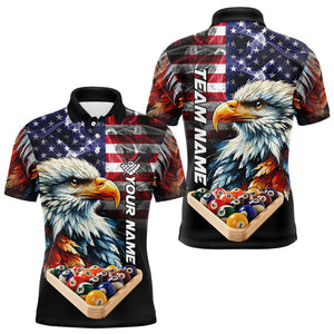 Personalized Watercolor Eagle American Flag Smoke Men Billiard Shirt, 8 Ball Rack Billiard Jerseys TDM3365