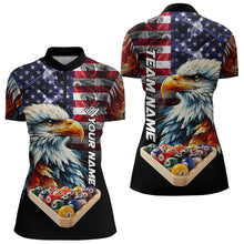 Load image into Gallery viewer, Personalized Watercolor Eagle American Flag Smoke Women Billiard Shirt, 8 Ball Rack Billiard Jerseys TDM3365
