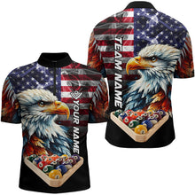 Load image into Gallery viewer, Personalized Watercolor Eagle American Flag Smoke Men Billiard Shirt, 8 Ball Rack Billiard Jerseys TDM3365