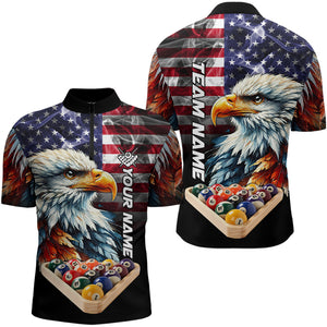Personalized Watercolor Eagle American Flag Smoke Men Billiard Shirt, 8 Ball Rack Billiard Jerseys TDM3365