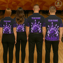 Load image into Gallery viewer, Purple Flaming Skull Bowling Shirts For Women Custom Fire Bowling Team Jersey Polo &amp; Quarter Zip TDM5619