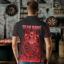 Load image into Gallery viewer, Red Flaming Skull Darts Polo &amp; Quarter Zip Custom Fire Darts Shirt For Men, Darts Team Jersey TDM5620