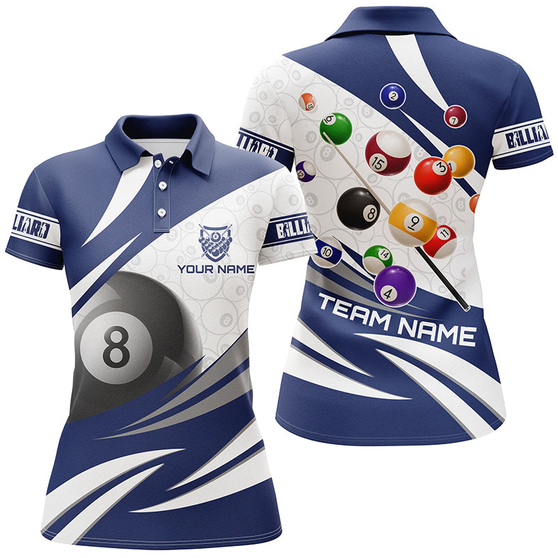 3D 8 Ball Pool Billiard Balls Personalized Women Billiard Polo Shirts Custom Blue Billiard Jerseys TDM1170