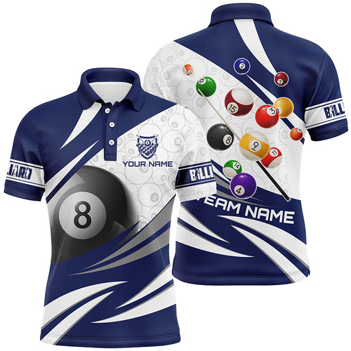 3D 8 Ball Pool Billiard Balls Personalized Men Billiard Polo Shirts Custom Blue Billiard Jerseys TDM1170
