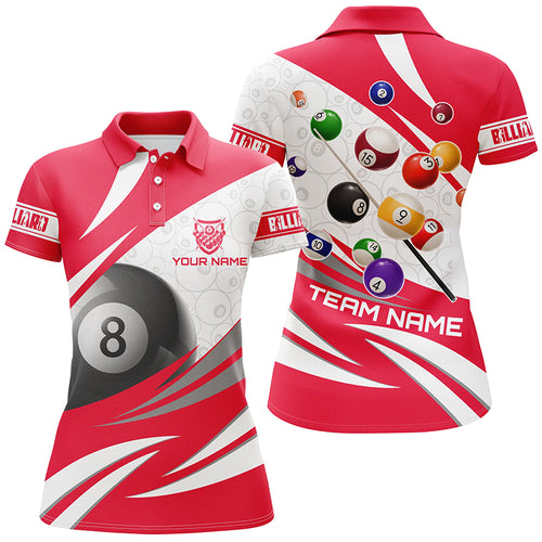 3D 8 Ball Pool Billiard Balls Personalized Women Billiard Polo Shirts Custom Red Billiard Jerseys TDM1171