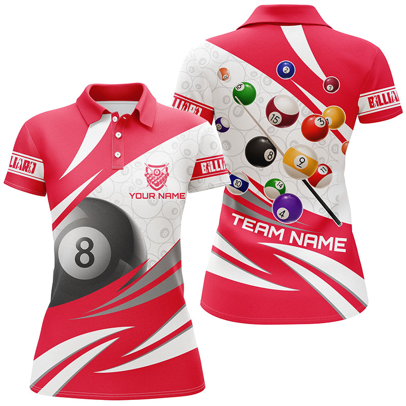 3D 8 Ball Pool Billiard Balls Personalized Women Billiard Polo Shirts Custom Red Billiard Jerseys TDM1171