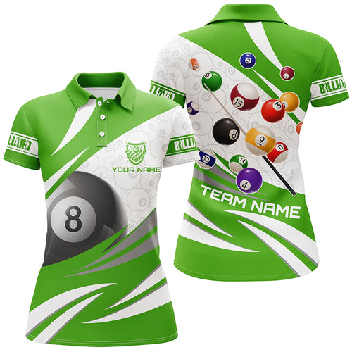 3D 8 Ball Pool Billiard Balls Personalized Women Billiard Polo Shirts Custom Green Billiard Jerseys TDM1172