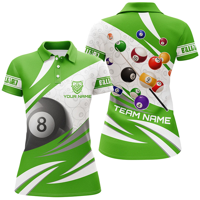 3D 8 Ball Pool Billiard Balls Personalized Women Billiard Polo Shirts Custom Green Billiard Jerseys TDM1172