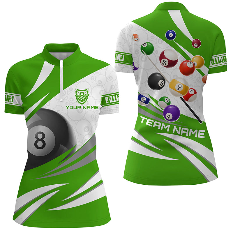 3D 8 Ball Pool Billiard Balls Custom Women Quarter-Zip Shirts Custom Green Billiard Jerseys TDM1172