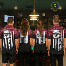 Load image into Gallery viewer, Black And Red Camo US Flag 8 Ball Billiard Shirt For Men Custom Pool Team Jersey Polo &amp; 1/4 Zip TDM5994