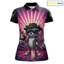 Load image into Gallery viewer, Funny Raccoon 8 Ball Billiard Shirt For Women Custom Pink Graffiti Pool Jersey Team Polo &amp; 1/4 Zip TDM5998