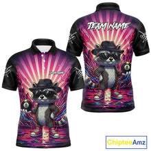 Load image into Gallery viewer, Funny Raccoon 8 Ball Billiard Shirt For Men Custom Pink Graffiti Pool Jersey Team Polo &amp; 1/4 Zip TDM5998