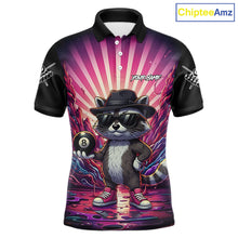 Load image into Gallery viewer, Funny Raccoon 8 Ball Billiard Shirt For Men Custom Pink Graffiti Pool Jersey Team Polo &amp; 1/4 Zip TDM5998