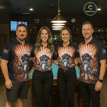Load image into Gallery viewer, Funny Raccoon 8 Ball Billiard Shirt For Women Custom Orange Graffiti Pool Jersey Team Polo &amp; 1/4 Zip TDM5999