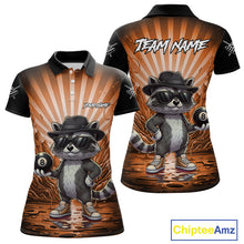 Load image into Gallery viewer, Funny Raccoon 8 Ball Billiard Shirt For Women Custom Orange Graffiti Pool Jersey Team Polo &amp; 1/4 Zip TDM5999