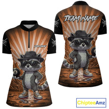 Load image into Gallery viewer, Funny Raccoon 8 Ball Billiard Shirt For Women Custom Orange Graffiti Pool Jersey Team Polo &amp; 1/4 Zip TDM5999
