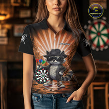 Load image into Gallery viewer, Orange Funny Raccoon Neon Graffiti Darts Shirt For Women Custom Darts Jersey Team Polo &amp; 1/4 Zip TDM6001